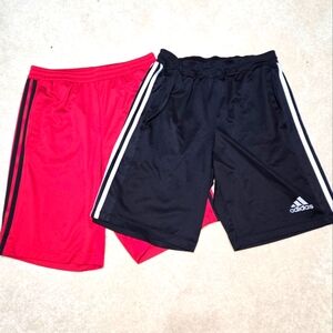 Adidas Men's S Red and Black Athletic Shorts Bundle